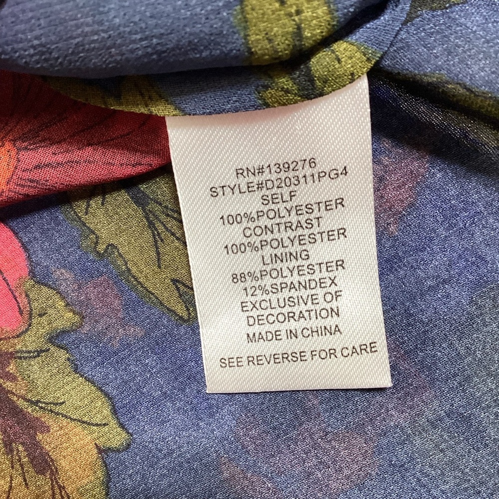 Daniel Rainn Navy and Red Floral Sheer Blouse - Picture 7 of 11